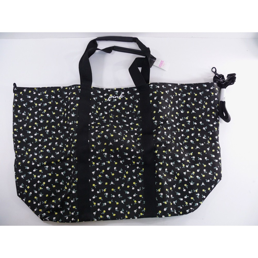 NWT large Victoria's Secret Weekender 'Pink' Floral daisies Tote Bag overnight